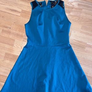 Mossimo Supply Co. Teal Mini Dress with Black Accents